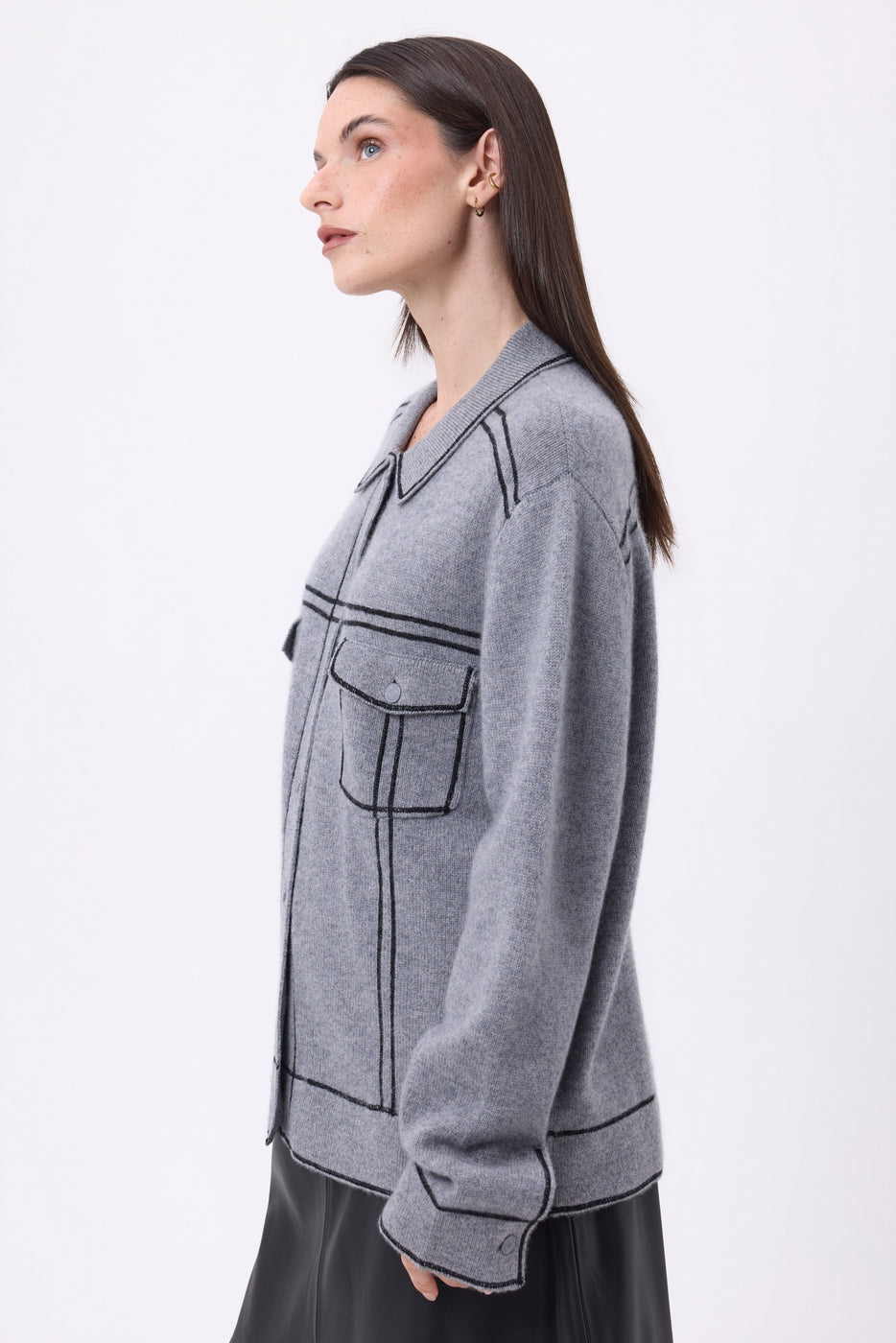 Veste Oversize Nina - Gris Fonce Noir - Femme