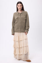 Veste Oversize Nina - Khaki Chine Beige Creme - Femme