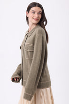 Veste Oversize Nina - Khaki Chine Beige Creme - Femme