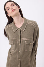 Veste Oversize Nina - Khaki Chine Beige Creme - Femme