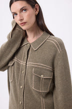 Veste Oversize Nina - Khaki Chine Beige Creme - Femme