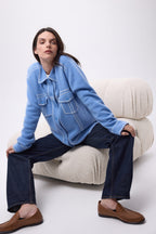 Veste Oversize Nina - Bleu Clair Blanc - Femme