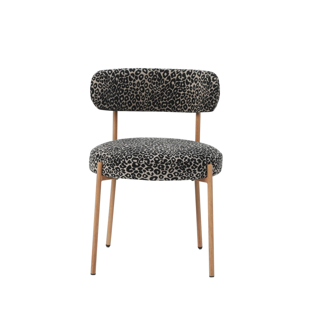 Noa – 2er-Set Stühle – Stoff mit schwarzem Leopardenprint