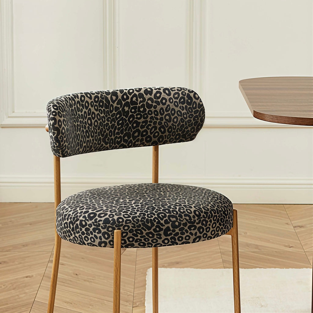 Noa – 2er-Set Stühle – Stoff mit schwarzem Leopardenprint