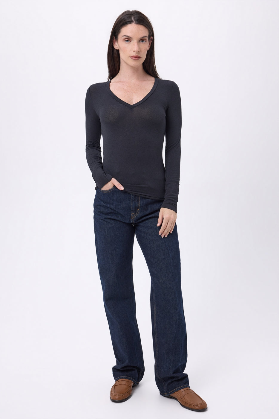 T-Shirt Col V Noah - Noir - Femme
