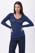 T-Shirt Col V Noah - Bleu Marine - Femme