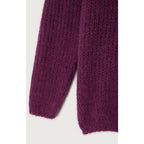 Pull Boule Col Roule Col Bateau - Prune - Femme