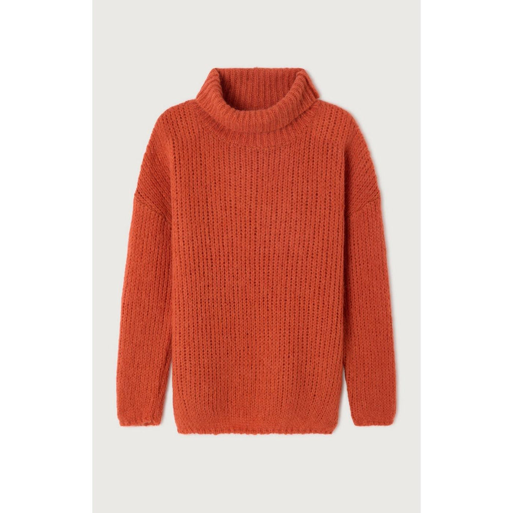 Pull Boule Col Roule Col Bateau - Tuile - Femme