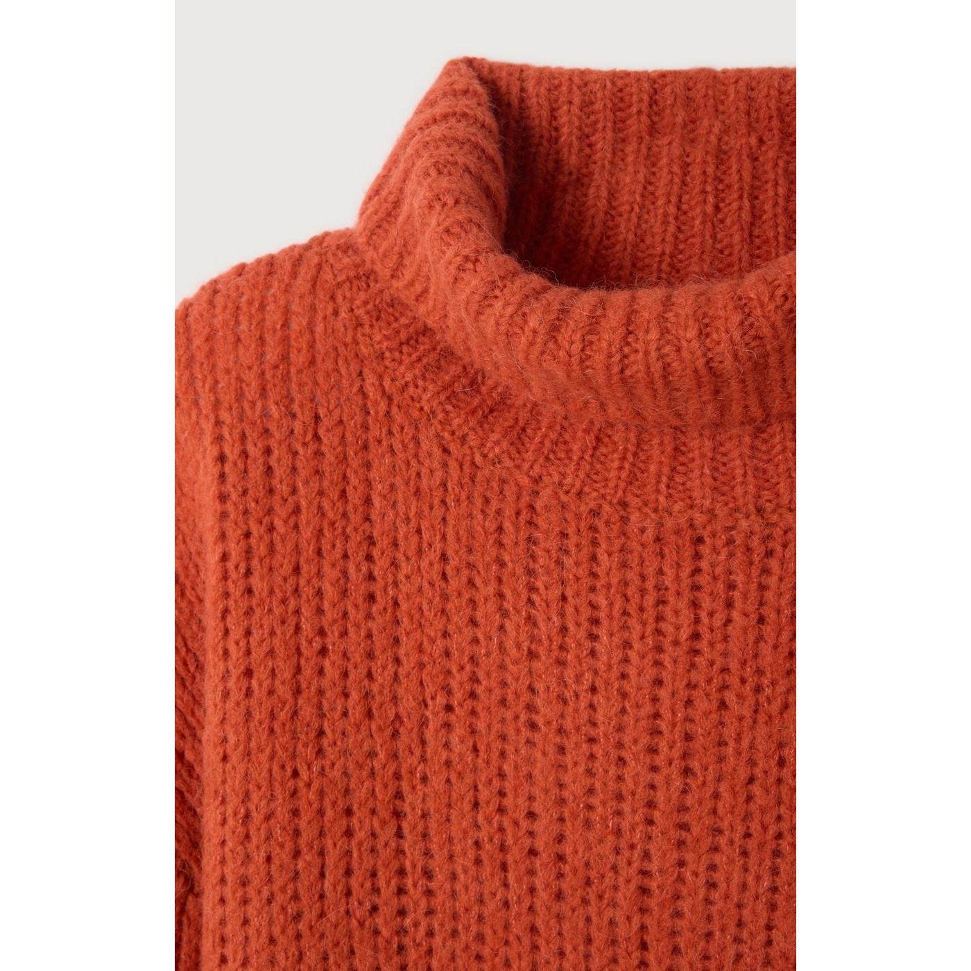 Pull Boule Col Roule Col Bateau - Tuile - Femme