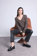 Jersey Cuello Redondo Estampado Leopardo Noemi - Leopardo Beige - Mujer