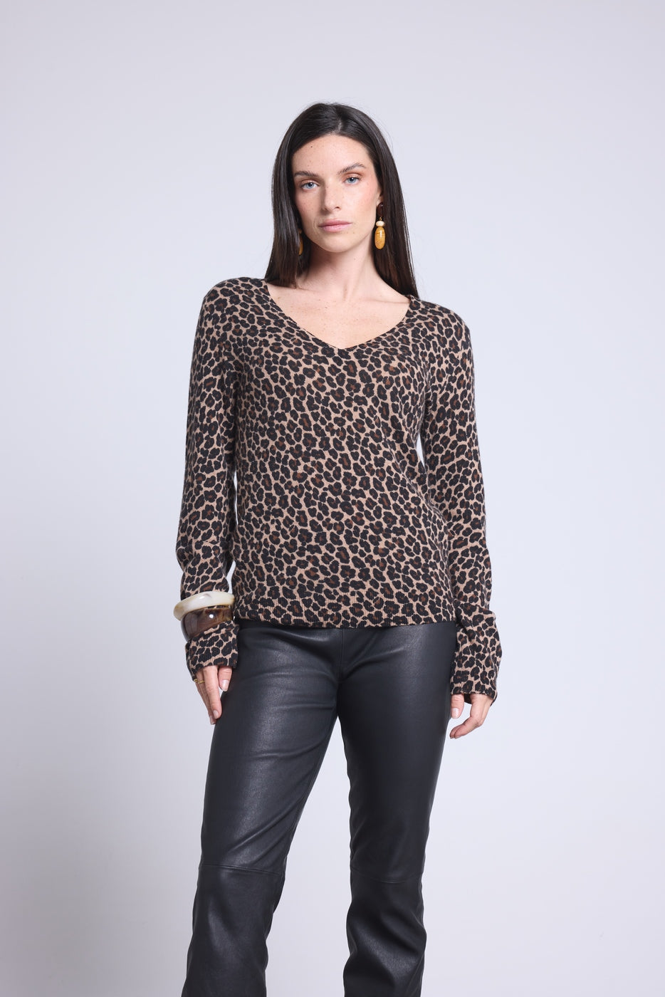 Jersey Cuello Redondo Estampado Leopardo Noemi - Leopardo Beige - Mujer