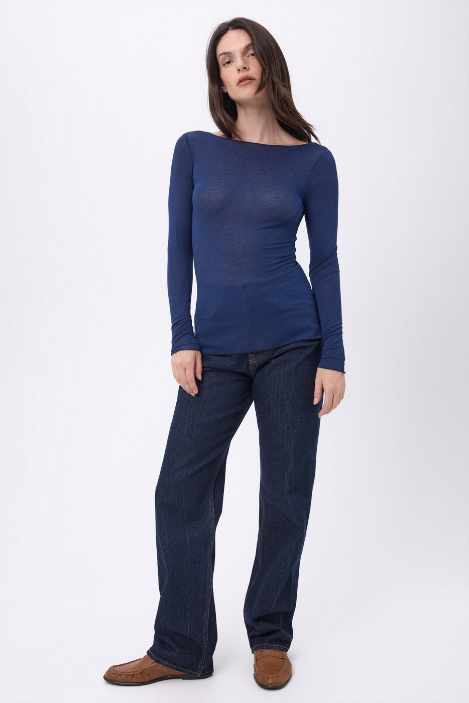Camiseta de cuello redondo Nolan - Azul marino - Mujer