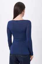 Camiseta de cuello redondo Nolan - Azul marino - Mujer