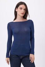Camiseta de cuello redondo Nolan - Azul marino - Mujer