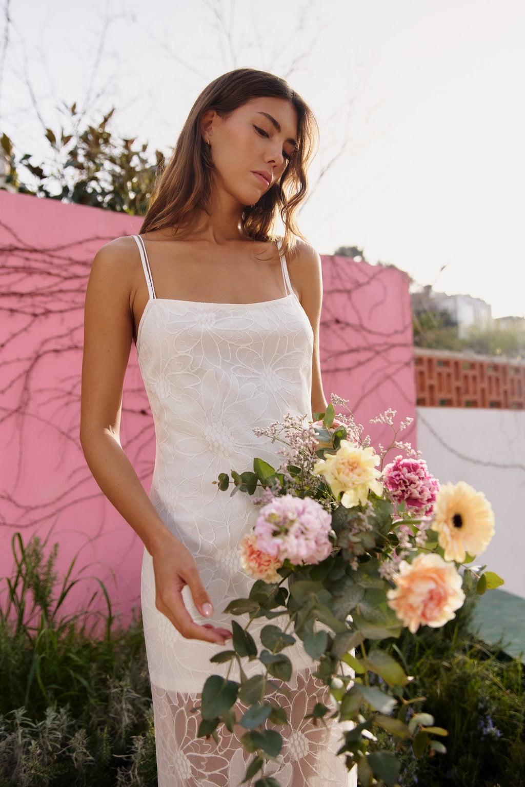 Vestido largo de encaje