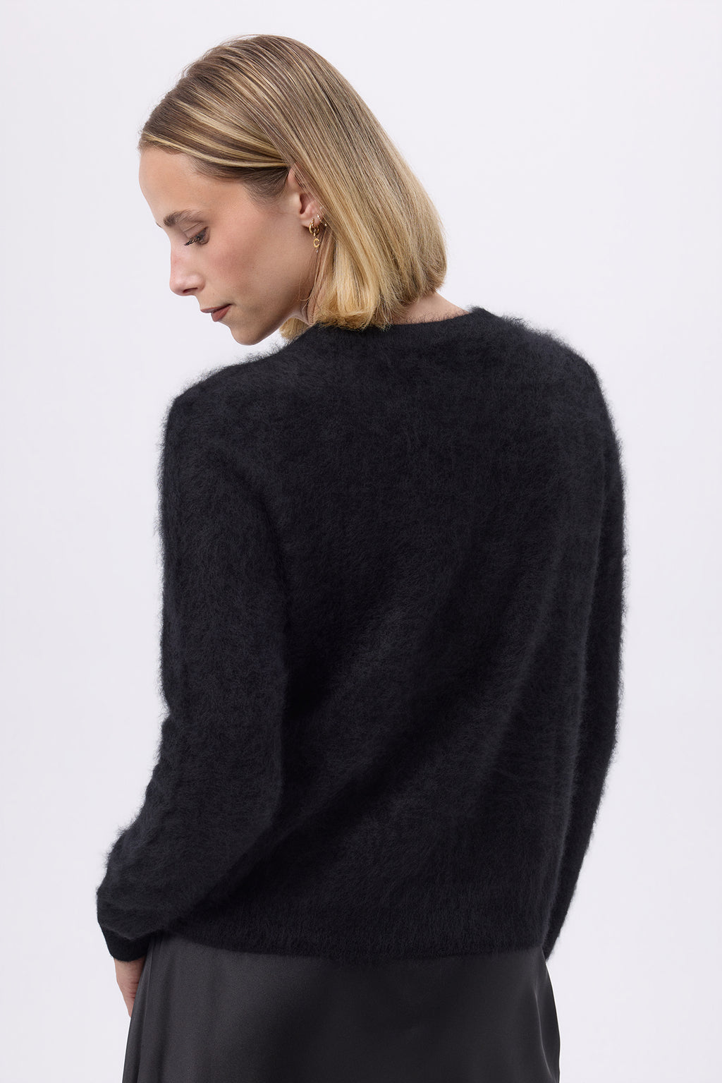 Cardigan Girocollo – Cashmere Spazzolato Noor - Nero - Donna