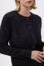 Cardigan Girocollo – Cashmere Spazzolato Noor - Nero - Donna