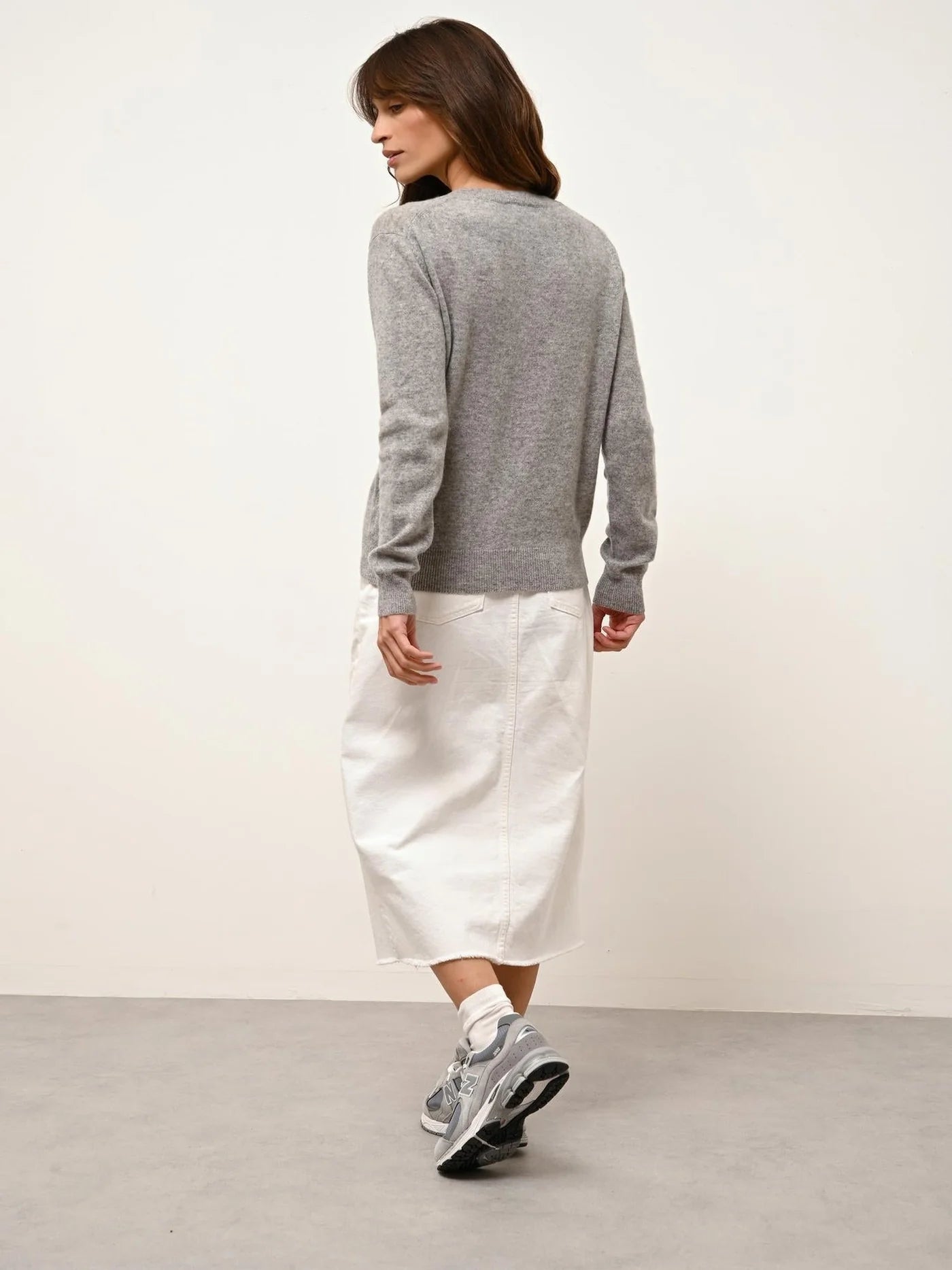 V-Neck Jumper - Nora - Marl Cloud