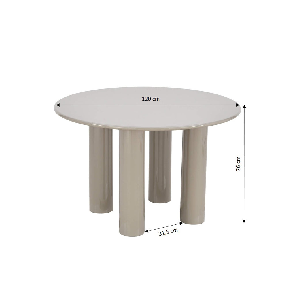 Nori - Table De Séjour Ronde - Laqué - Beige