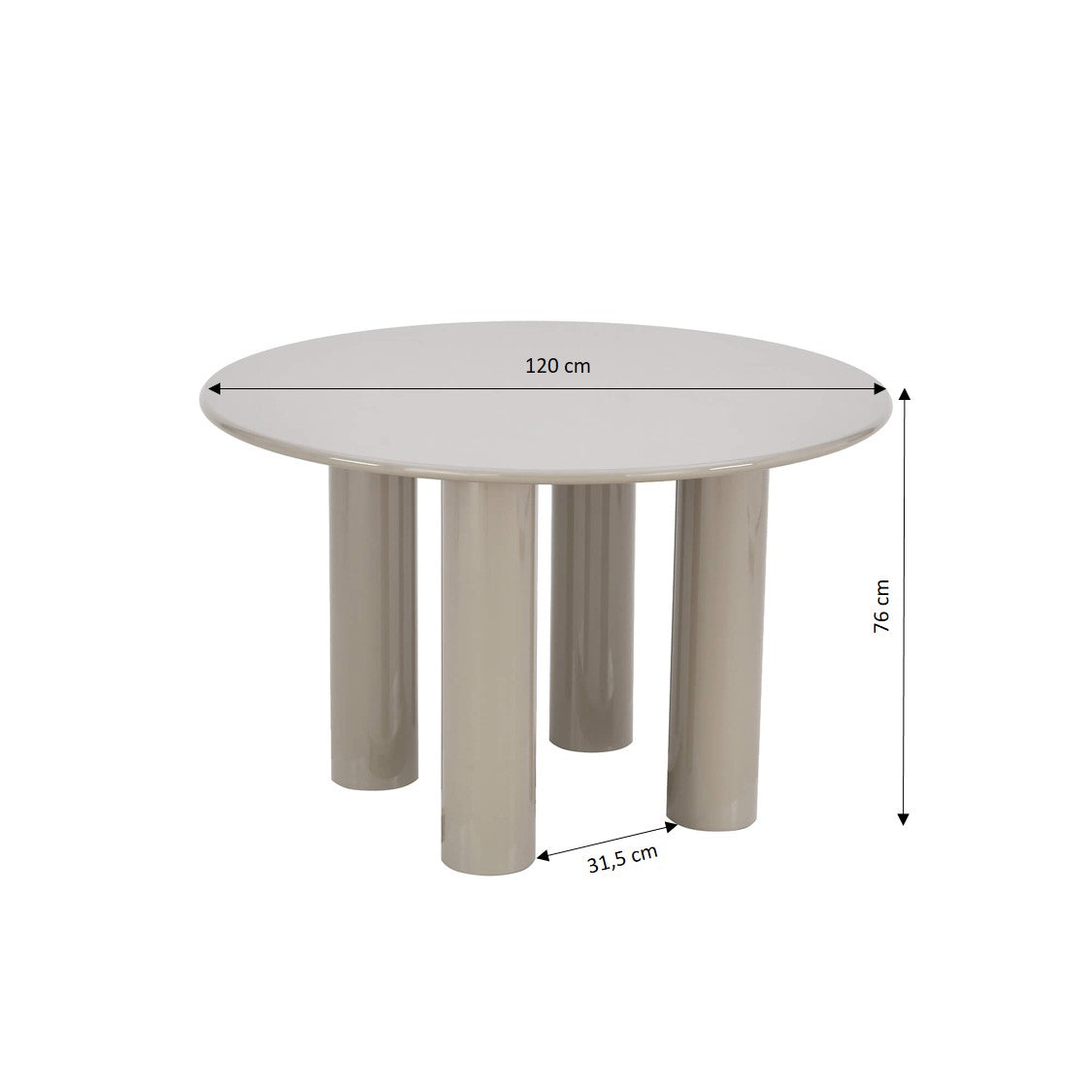 Nori - Table De Séjour Ronde - Laqué - Beige