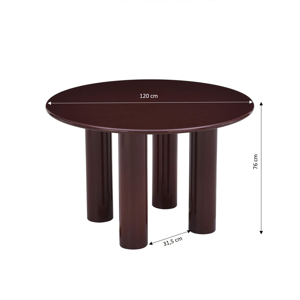 Nori - Round Dining Table - Lacquered - Brown