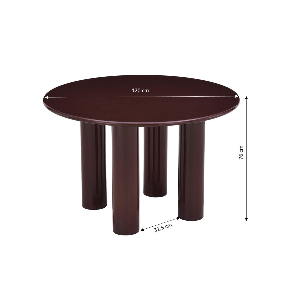 Nori - Round Dining Table - Lacquered - Brown