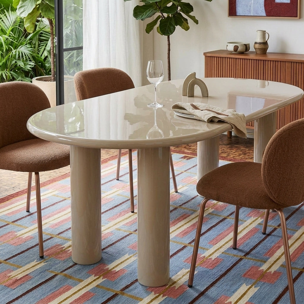 Nori - Table De Séjour - Laqué - Beige