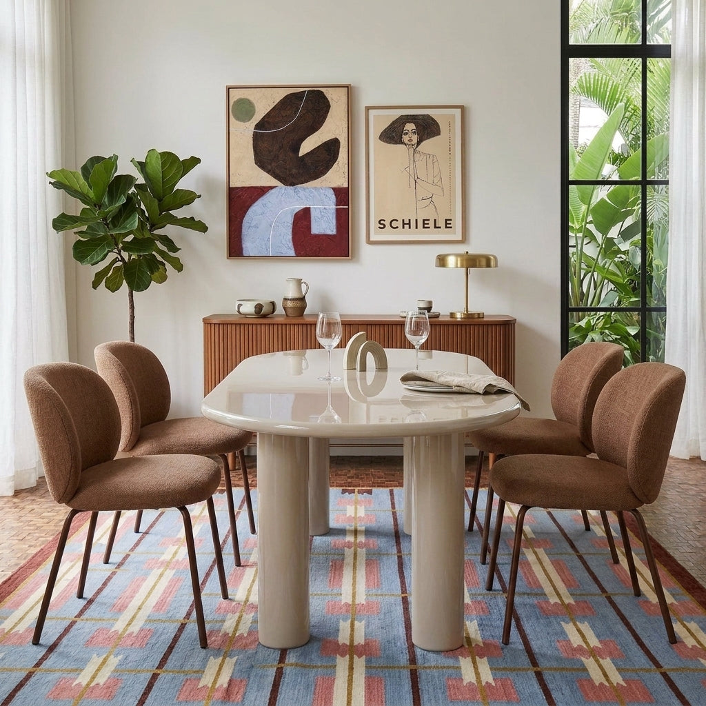 Nori - Table De Séjour - Laqué - Beige