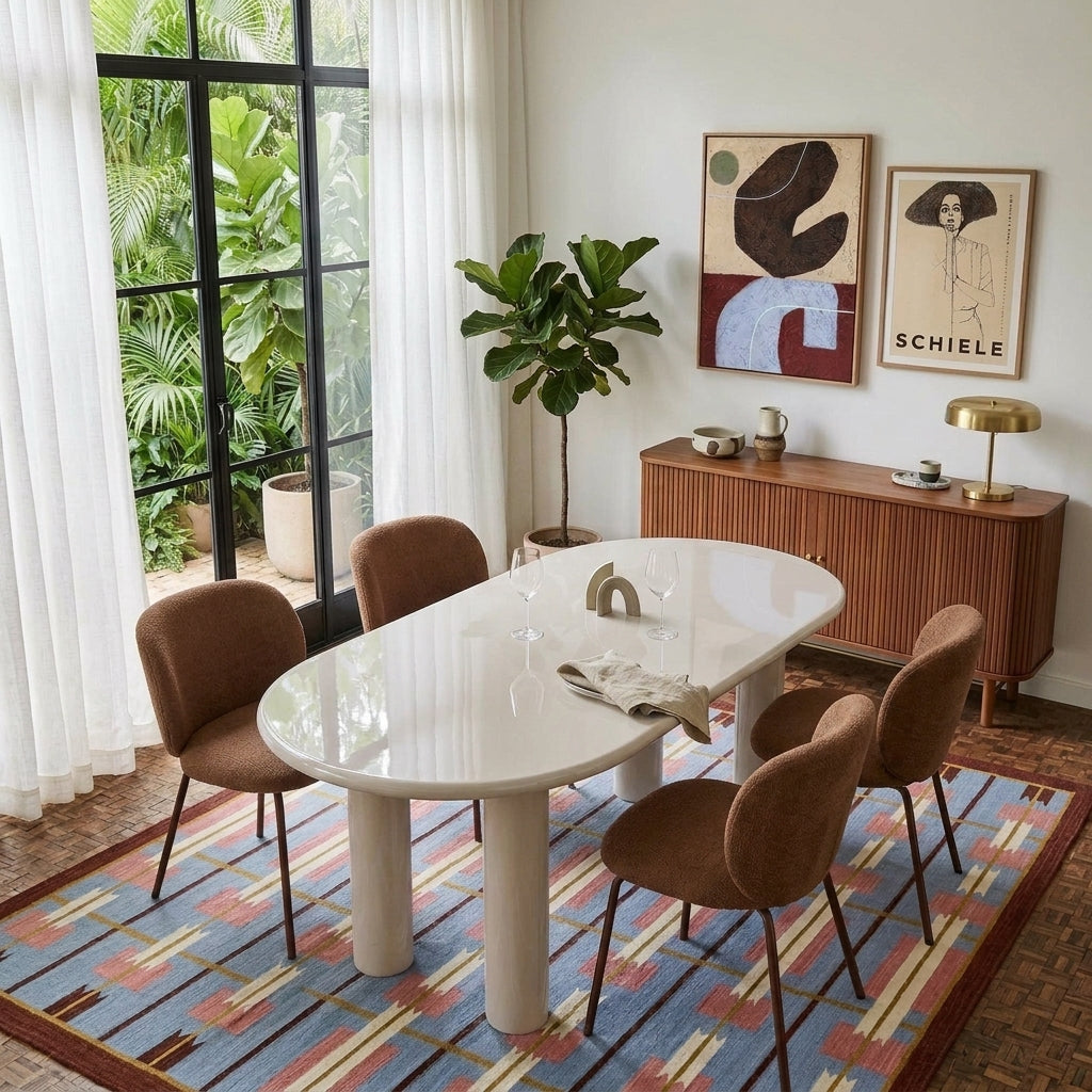 Nori - Table De Séjour - Laqué - Beige
