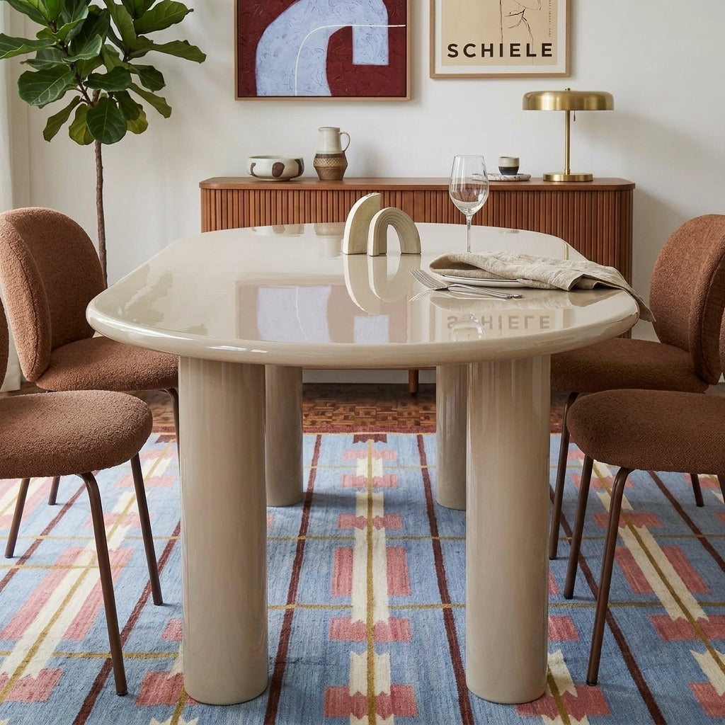 Nori - Table De Séjour - Laqué - Beige