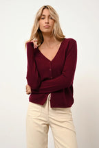 V-Neck Cardigan - Norma - Burgundy