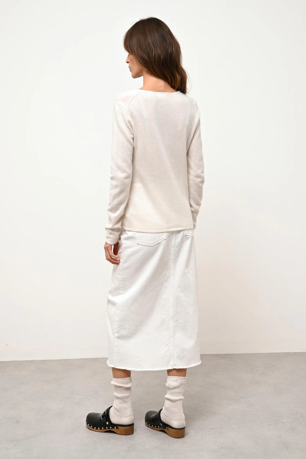 Cardigan Col V - Norma - Neige