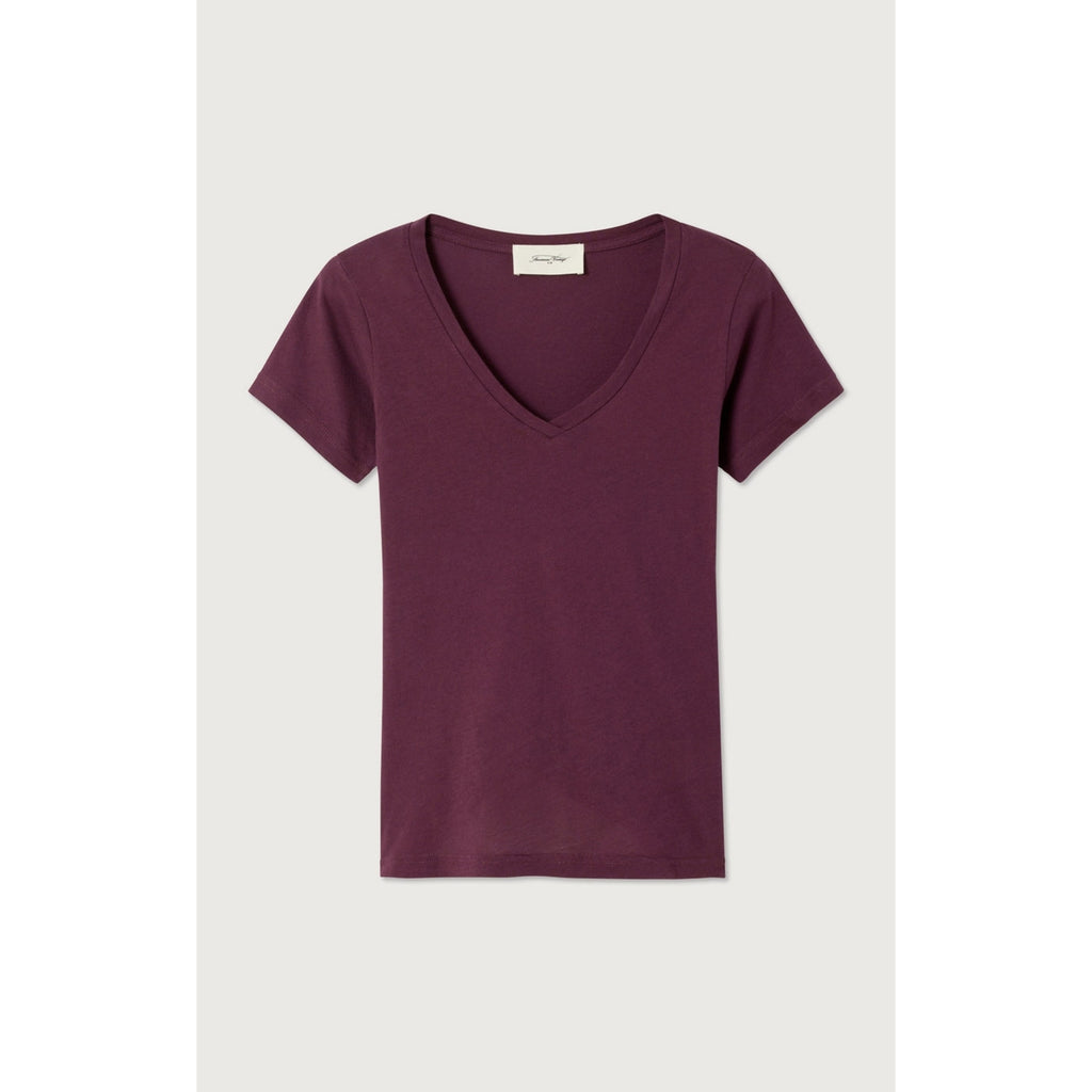 Camiseta ajustada de cuello en V - Uva - Mujer