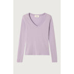 T-Shirt Ajuste Col V - Lilas - Femme