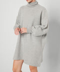 American Vintage - Short Dress LS High Neck - Heathered Grey - Women