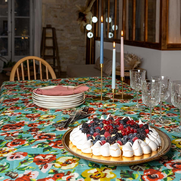Rita - Mantel - Algodón - Turquesa