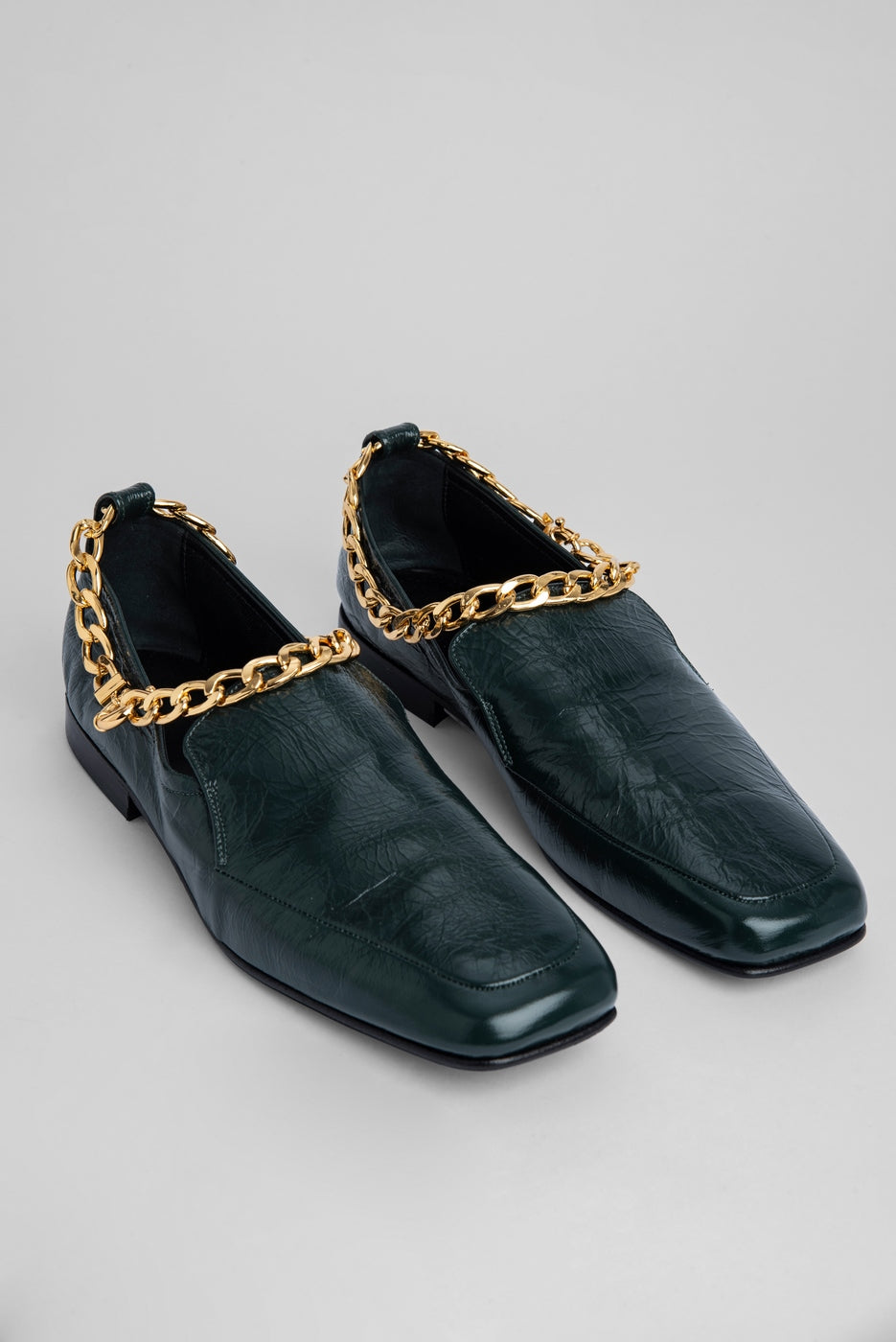 Nick Shoes Green Crinkled Leather