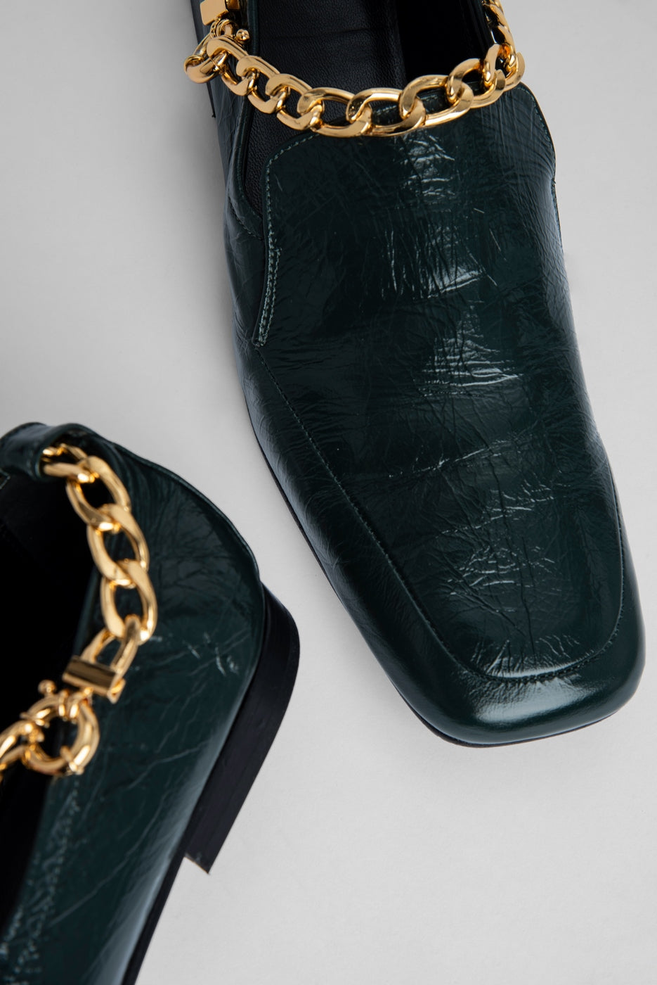 Nick Shoes Green Crinkled Leather