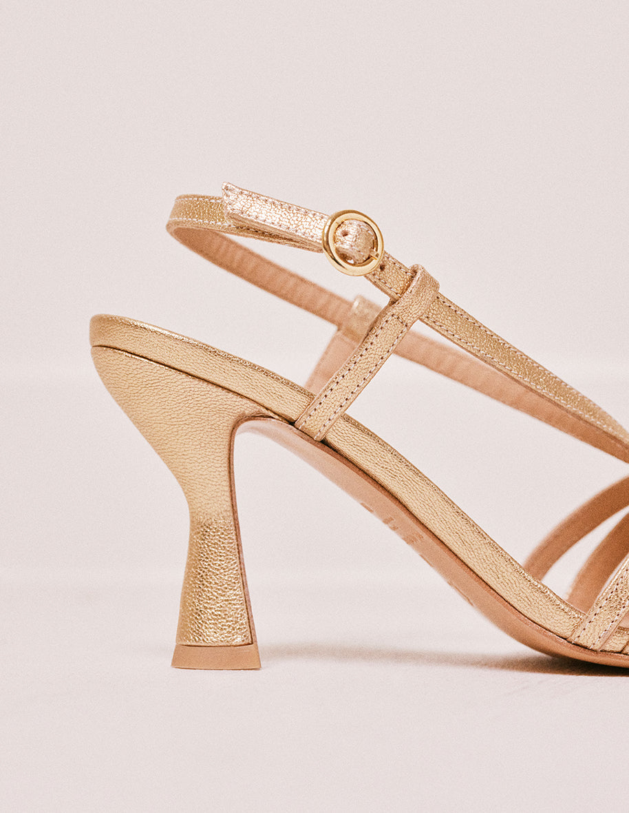 Ninon M gold leather heeled sandal - M.Moustache