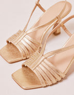 Ninon M gold leather heeled sandal - M.Moustache