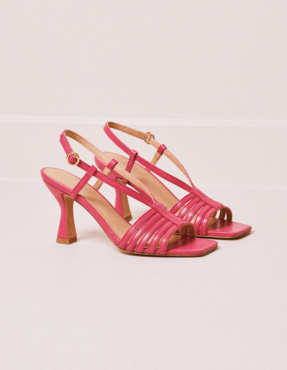 Sandalia tacón piel Ninon M fucsia - M.Moustache