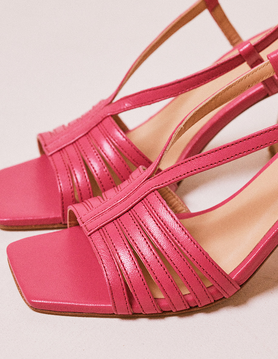 Sandalia tacón piel Ninon M fucsia - M.Moustache