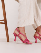 Sandalia tacón piel Ninon M fucsia - M.Moustache