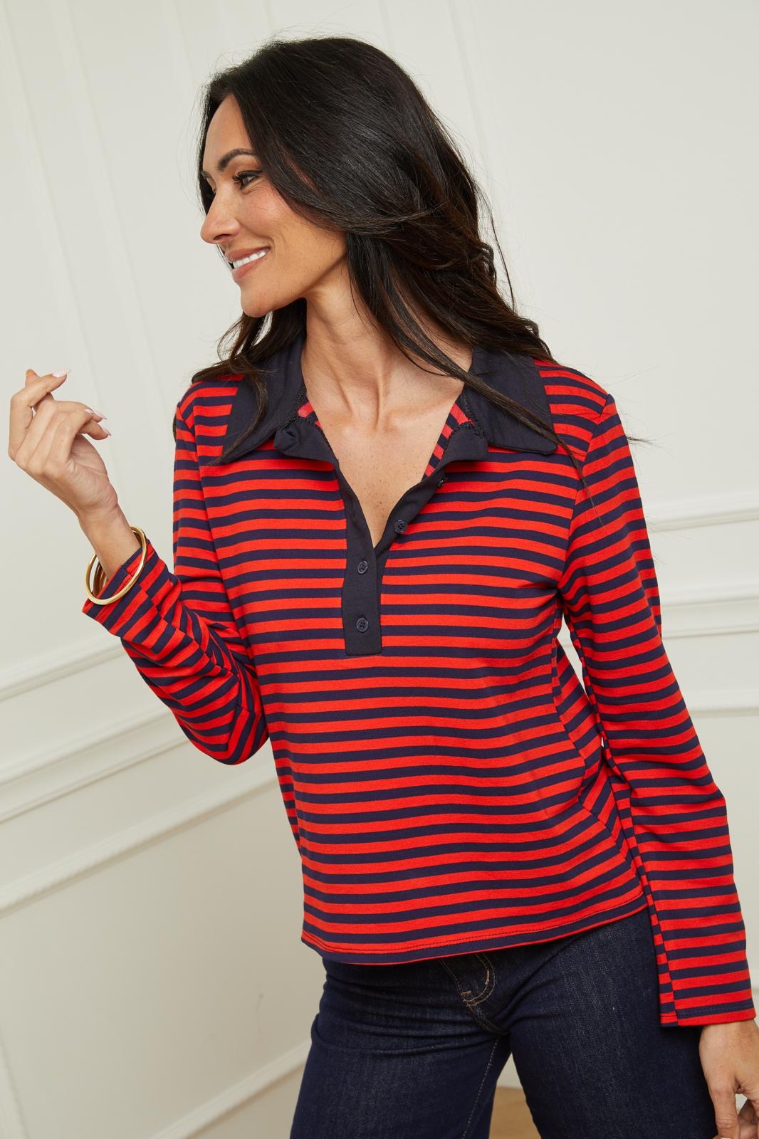 Polo Ml - Azul Marino/Rojo