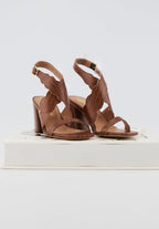 Sandales Octavie-Cuir Lezard Cognac