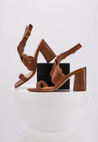 Sandales Octavie-Cuir Lezard Cognac