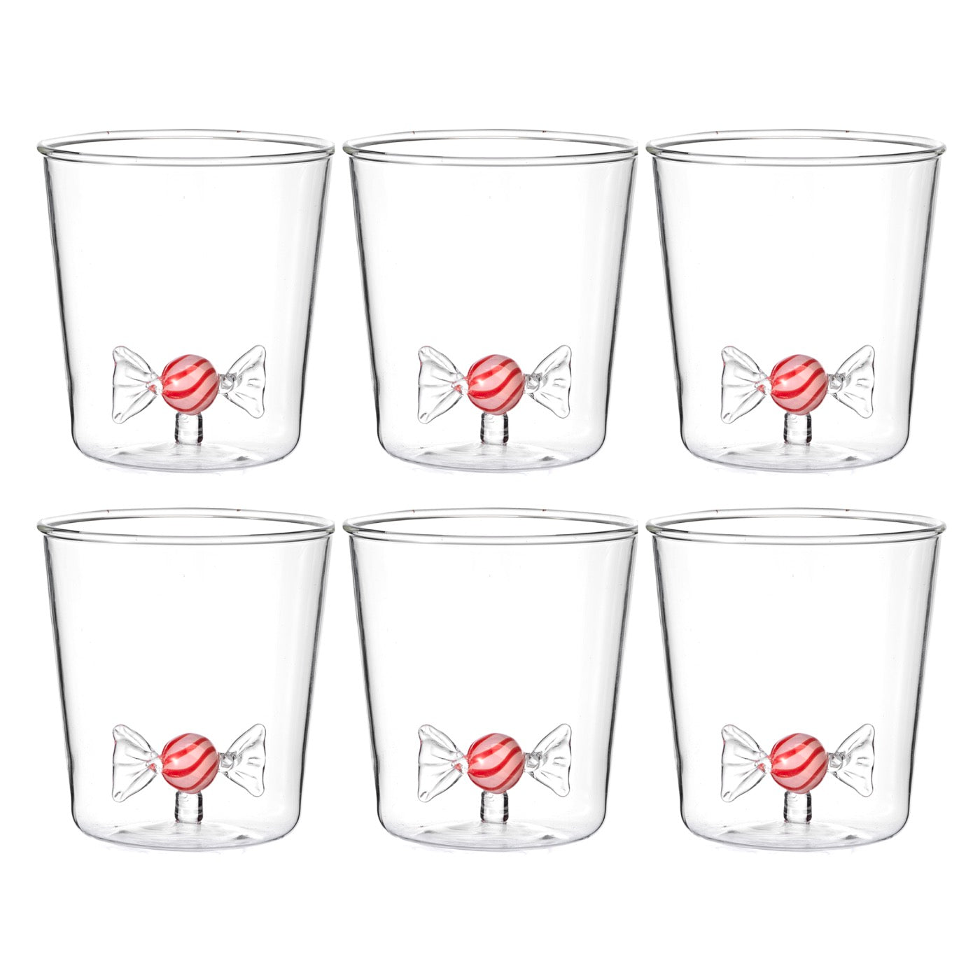 Candies Candy - Lot De 6 Verres Décorés - H9,3 Cm