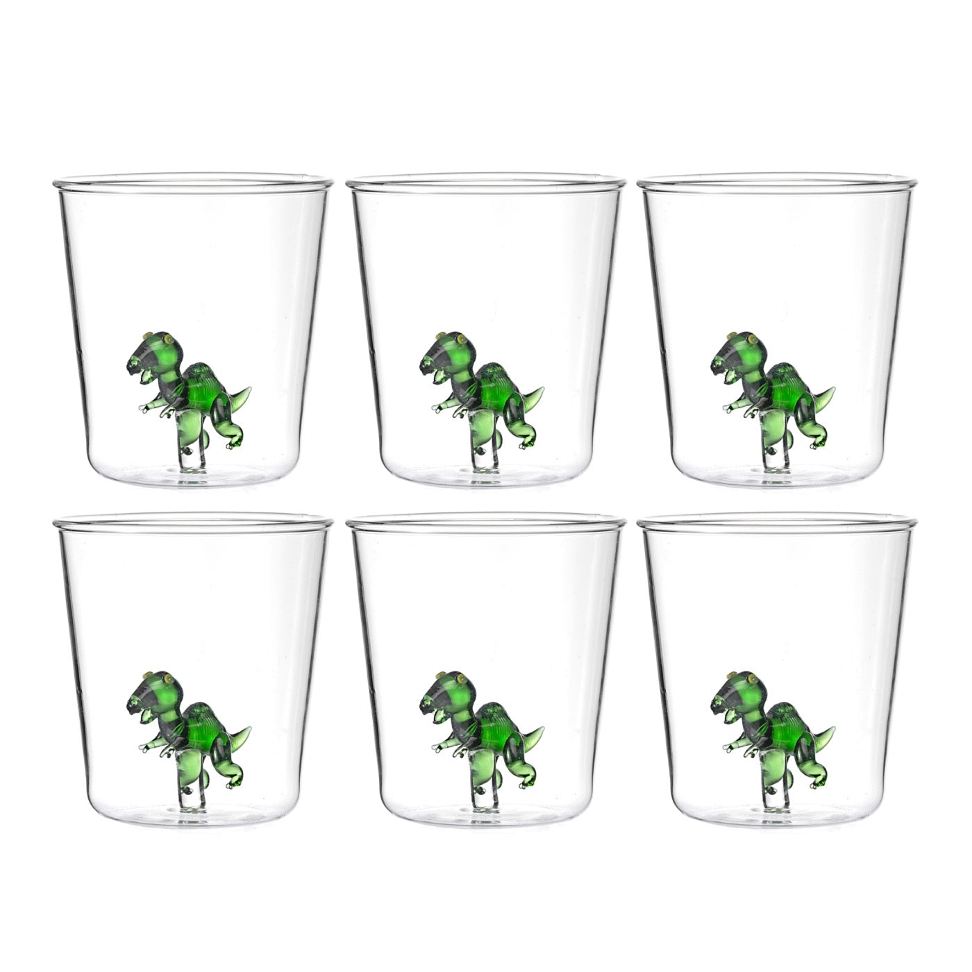 Dinos T-Rex - Lot De 6 Verres Décorés - H9,3 Cm