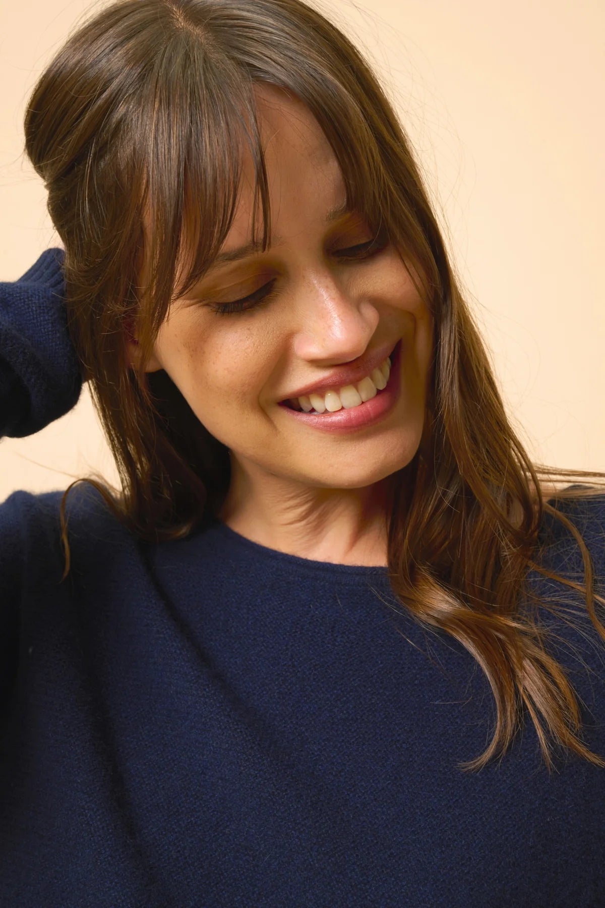 Jersey Cuello Redondo Botones Espalda - Olena - Navy