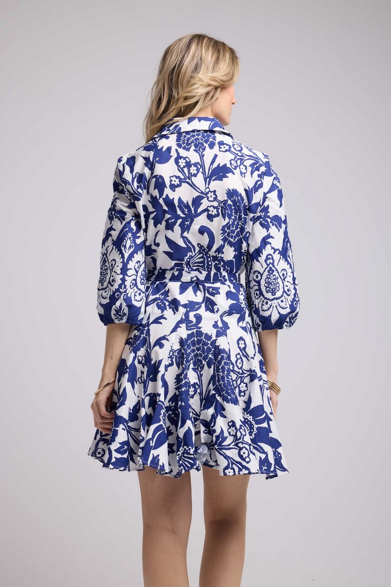 Short Mid-Length Sleeve Dress - Navy
